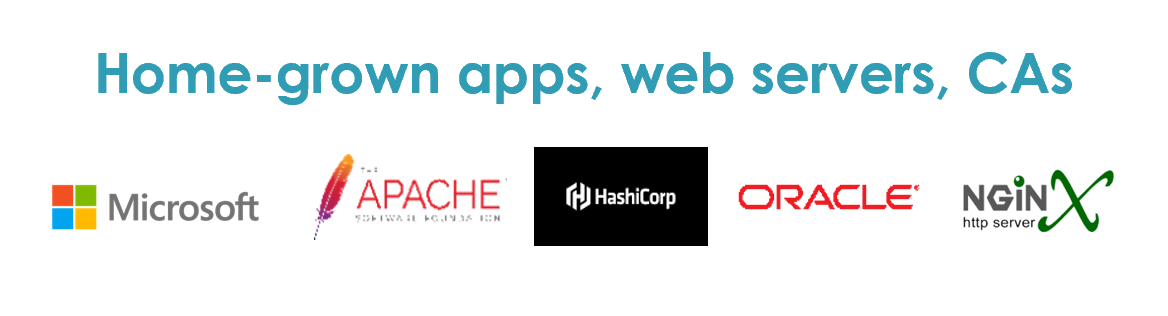 home-grown apps, web servers, CAs